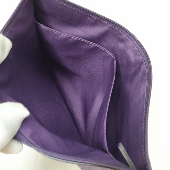 Coach Purple Leather Python Embossed Zipper Closure Clutch Pouch Wallet - Picture 10 of 11